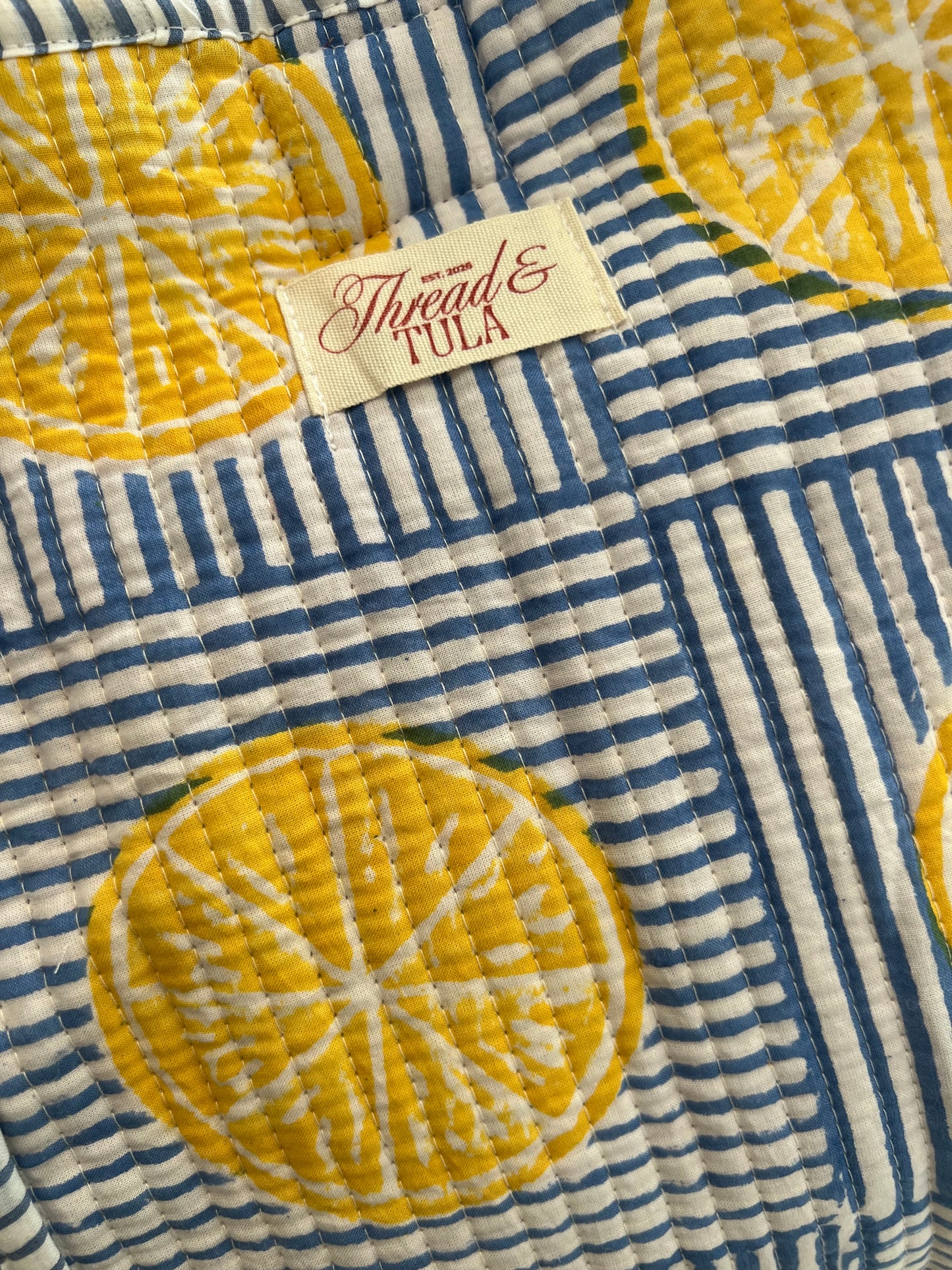 Nimbu Blue Striped Tote Bag