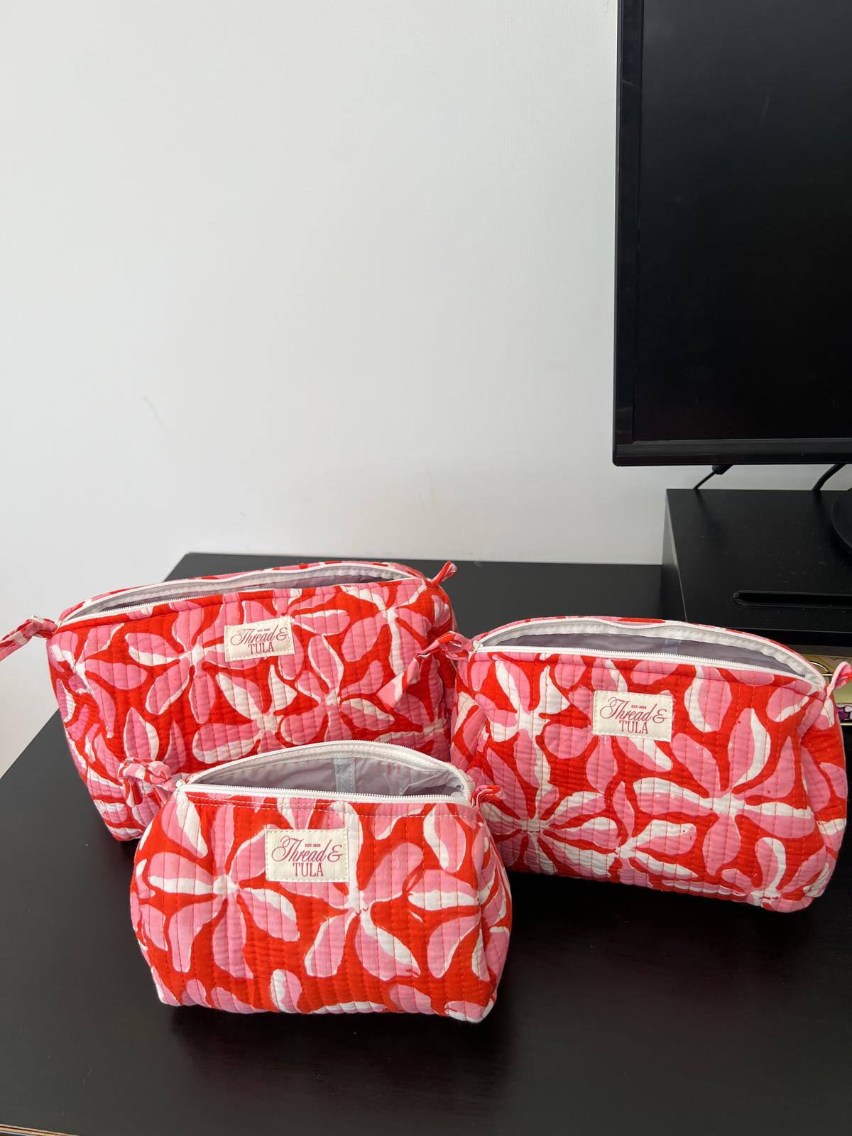 Crimson Red and Pink Petal Pouches
