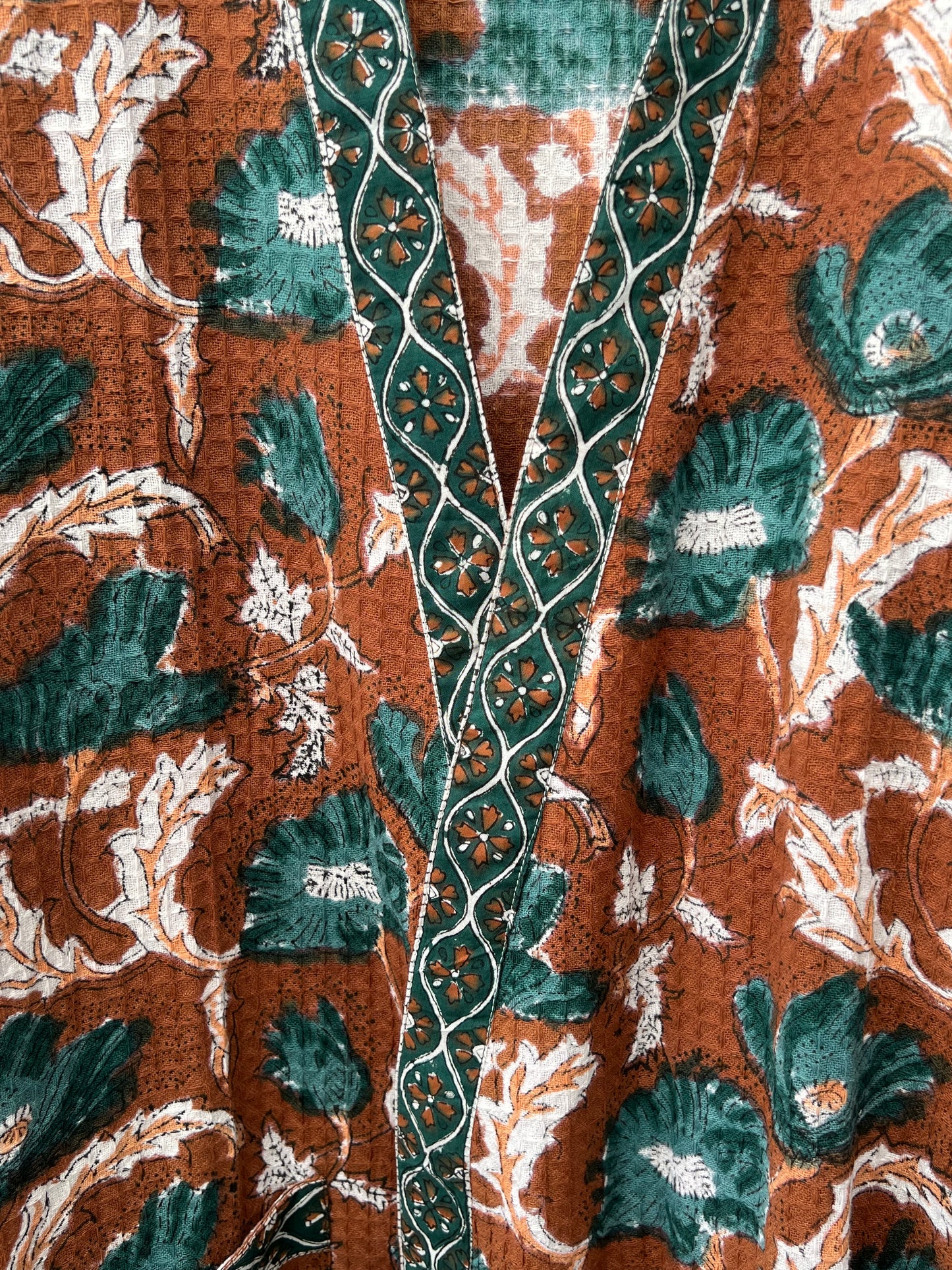Terracotta Garden Cotton Waffle Robe