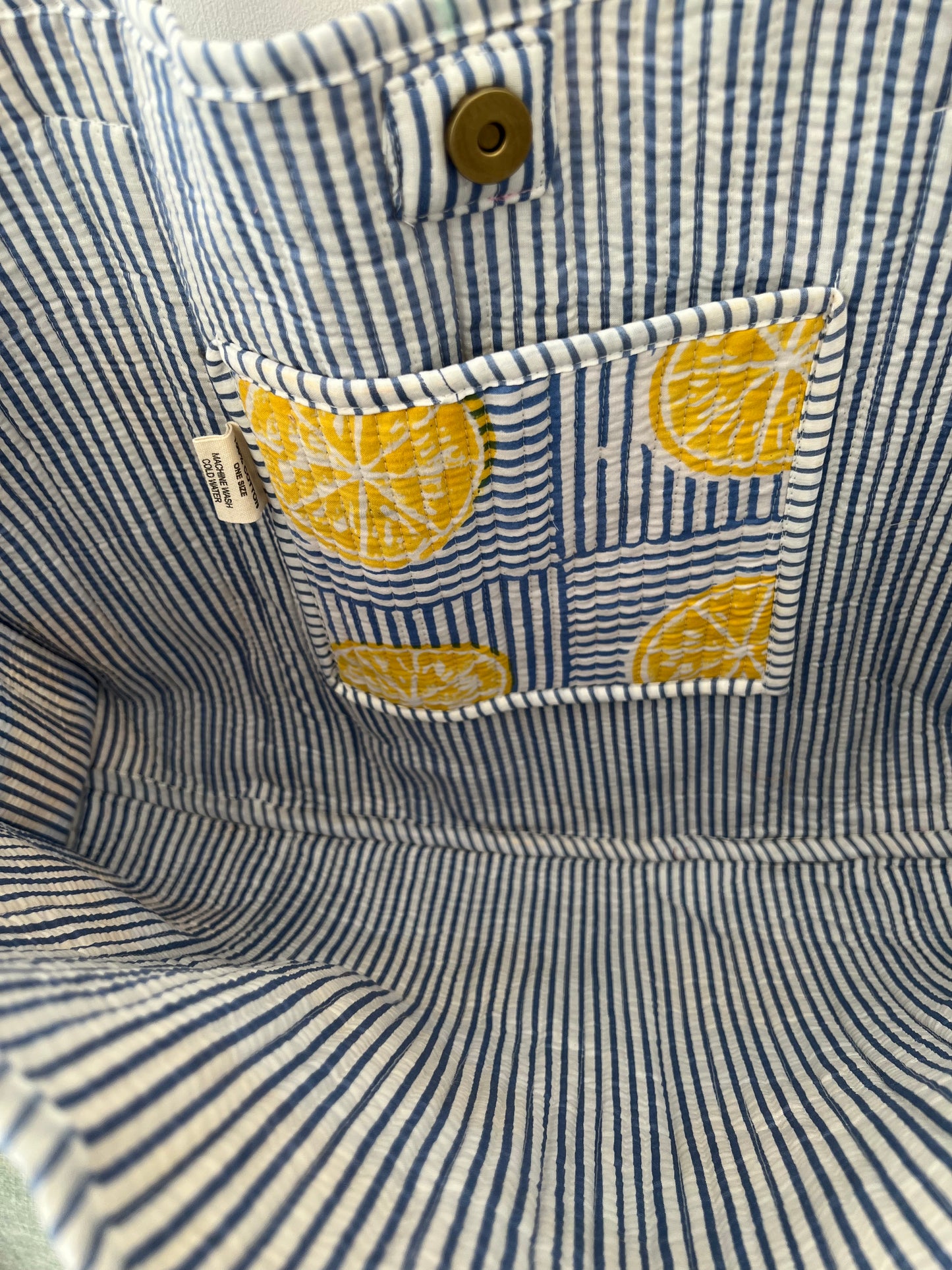 Nimbu Blue Striped Tote Bag