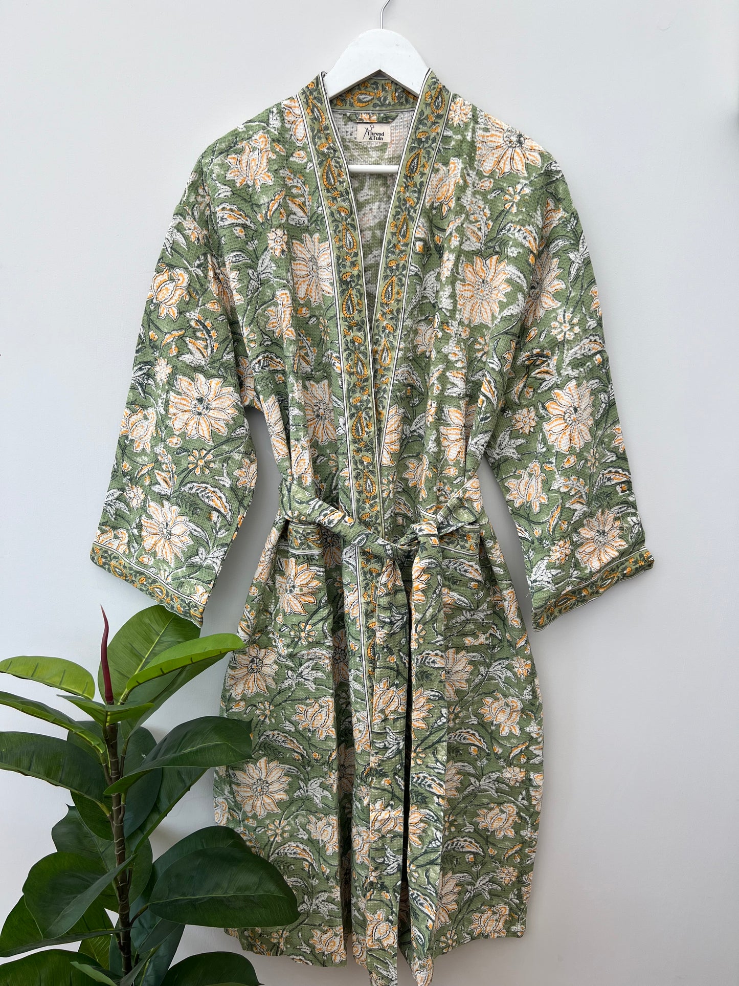 Pistachio Calm Cotton Waffle Robe